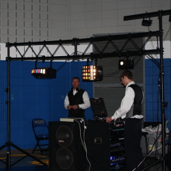 Setting up for a formal high school dance