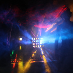 Lasers and lights in a fogged venue